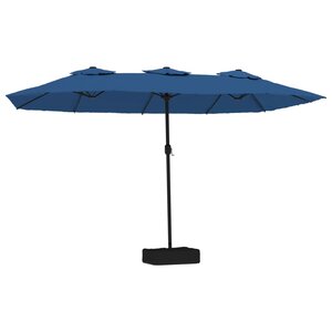 vidaXL Parasol de jardin à double tête bleu azuré 449x265 cm