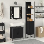 vidaXL Meubles de salle de bain 3 Pièces Noir Bois d'ingénierie