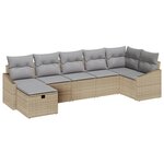vidaXL Ensemble de canapé de jardin 7 Pièces Beige 55 x 62 x 69 cm