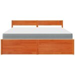 vidaXL Lit avec tiroirs/matelas cire marron 180x200 cm bois massif pin