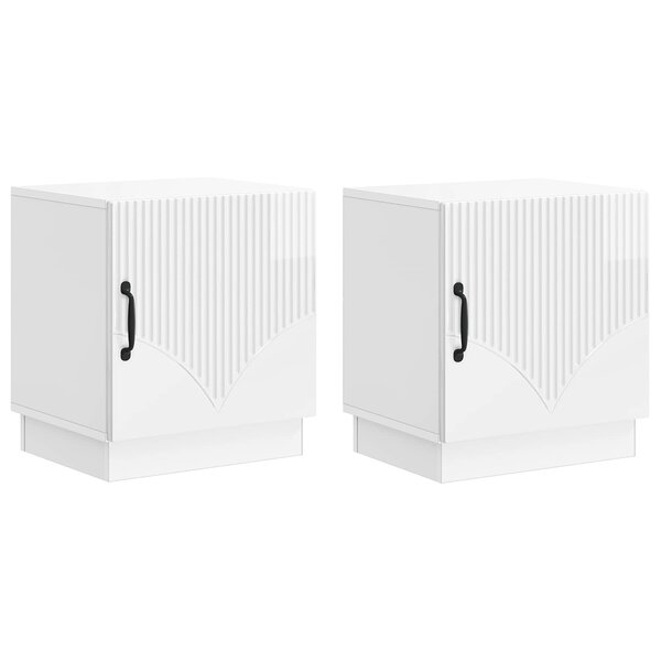 vidaXL Table de chevet 2 pc Blanc brillant 43 x 34 5 x 47 cm