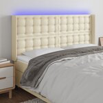 vidaXL Tête de lit à LED Crème 203x16x118/128 cm Similicuir