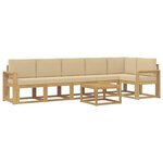 vidaXL Ensemble de canapés d'extérieur 7 pc Blanc et Beige Polyester