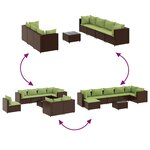 vidaXL Salon de jardin avec coussins 8 Pièces marron résine tressée