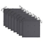 vidaXL Chaises de jardin lot de 8 avec coussins anthracite Bois teck