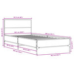 vidaXL Cadre de lit chêne fumé 100x200 cm bois d'ingénierie et métal