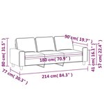 vidaXL Canapé à 3 places Crème 180 cm Tissu