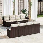 vidaXL Ensemble de canapé de jardin avec coussin 9 Pièces Marron et Crème