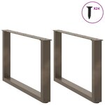 vidaXL Pieds de table basse en U  2 pièces  acier naturel  60 x (42-43) cm