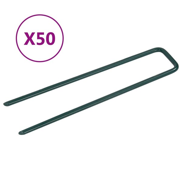 vidaXL Clous pour gazon artificiel 50 Pièces Forme de U Fer
