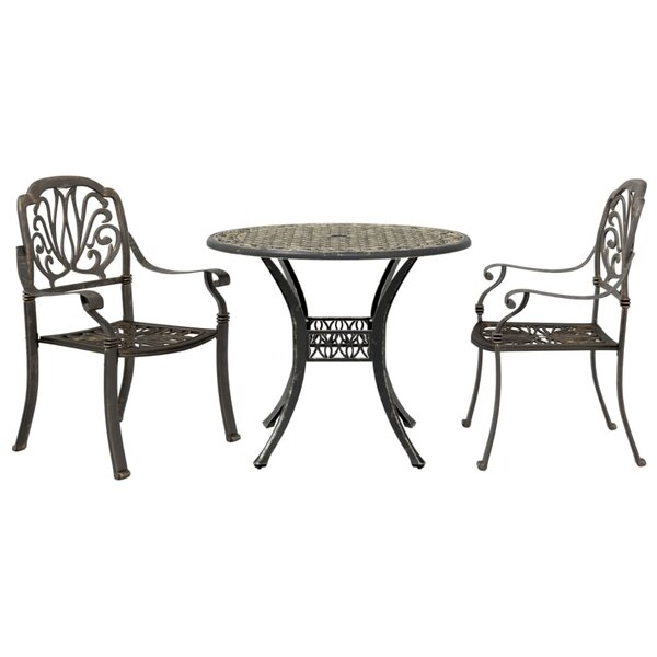 vidaXL Ensemble de bistrot 3 Pièces bronze aluminium coulé