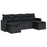 vidaXL Salon de jardin 6 Pièces avec coussins noir résine tressée