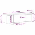 vidaXL Meuble TV Noir 120 x 30 x 40.5 cm Bois d'ingénierie