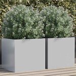 vidaXL Jardinières 2 Pièces argenté 42x40x39 cm acier galvanisé
