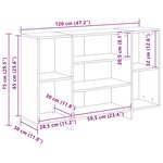vidaXL Buffet chêne fumé 120x30x75 cm bois d'ingénierie