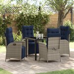 vidaXL Ensemble de salle à manger pour jardin 5 Pièces Gris et Noir Rotin