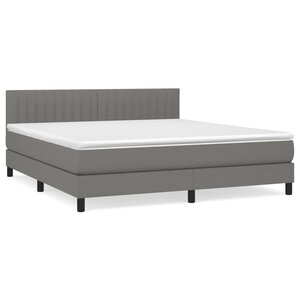 vidaXL Sommier à lattes de lit avec matelas Gris foncé 160x200cm Tissu