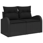 Ensemble de Canapés de Jardin 9 Pièces avec Coussins en Rattan Noir