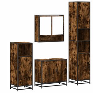vidaXL Ensemble meubles salle de bain 4 Pièces chêne fumé bois ingénierie