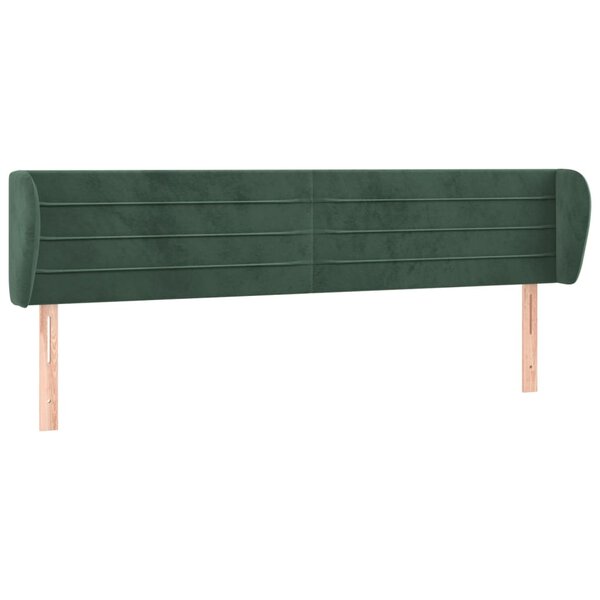 vidaXL Tête de lit avec oreilles Vert foncé 163x23x78/88 cm Velours