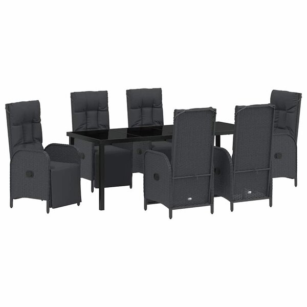vidaXL Ensemble de salle à manger pour jardin 7 pc Noir polyrotin