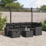 vidaXL Salon de jardin 7 Pièces avec coussins noir résine tressée