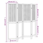 vidaXL Cloison de séparation 4 panneaux marron foncé paulownia massif