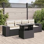 vidaXL Salon de jardin 5 Pièces avec coussins noir résine tressée