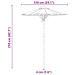 vidaXL Parasol de jardin Ø 150 x 210 cm Bambou Rond Crème blanc