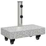 vidaXL Base de parasol à roulettes en granit gris de 25 kg pour tubes Ø38/48 mm