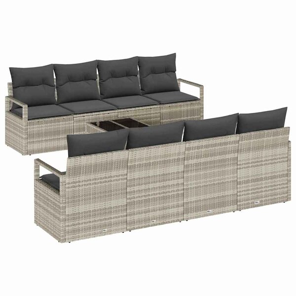 vidaXL Ensemble de canapé de jardin 9 Pièces Gris clair  Charbon