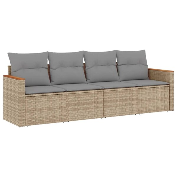 vidaXL Salon de jardin avec coussins 4Pièces mélange beige résine tressée