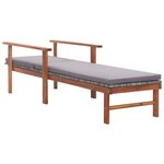 vidaXL Chaise longue et coussin Résine tressée et bois d'acacia Gris