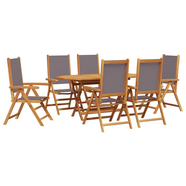 vidaXL Ensemble de repas de jardin 7 pièces en bois d'acacia anthracite