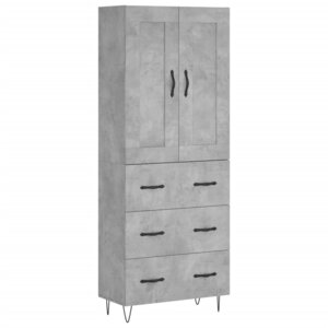 vidaXL Buffet haut Gris béton 69 5x34x180 cm Bois d'ingénierie