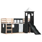 vidaXL Lit superposé sans matelas avec toboggan blanc noir 90x190 cm