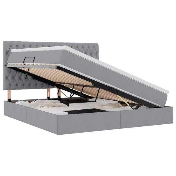 vidaXL Lit de rangement LED avec matelas Gris clair 180 x 200 cm Tissu