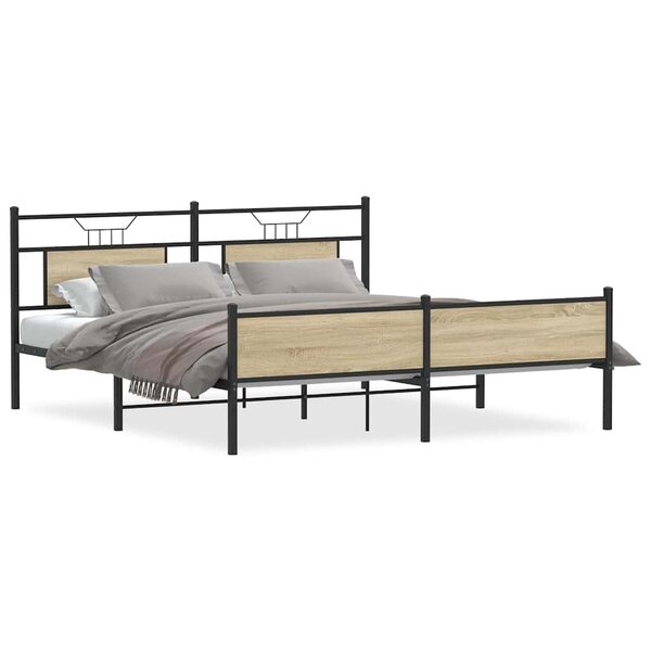 vidaXL Cadre de lit en métal sans matelas chêne sonoma 183x213 cm