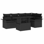 vidaXL Ensemble de canapé de jardin avec coussin 6 Pièces Noir Poly rotin