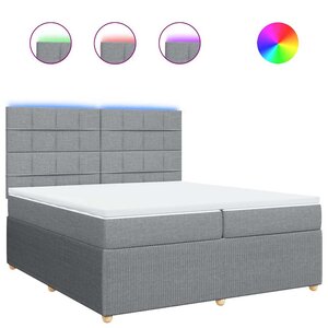 vidaXL Sommier à lattes de lit avec matelas Gris clair 200x200cm Tissu