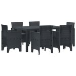 vidaXL Ensemble de Salle à Manger de Jardin 7 Pièces avec Coussins Anthracite  Polyrotin