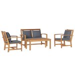 Ensemble de canapé de jardin 4 Pièces Naturel Bois de teck solide