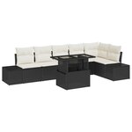 vidaXL Ensemble de canapé de jardin 7 pièces avec coussins noirs en poly rotin