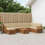 vidaXL Ensemble de canapés d'extérieur avec coussin 7 Pièces Naturel