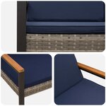vidaXL Banc extérieur Gris et bleu marine 107 x 61 x 80 cm polyrotin
