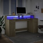 vidaXL Bureau avec lumières LED chêne sonoma bois d'ingénierie