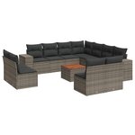 vidaXL Salon de jardin avec coussins 12 Pièces gris résine tressée