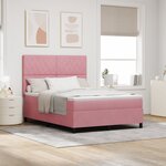Lit Box Spring avec Matelas Rose 160x200 cm Velours