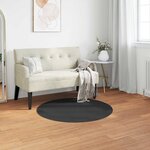 vidaXL Tapis en Fourrure Synthétique de Lapin Olite Noir Ø 120 cm