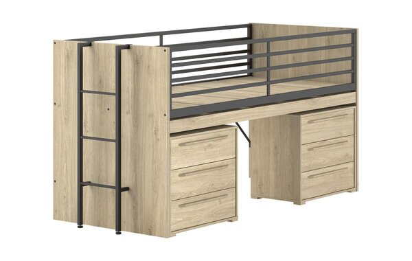 Lit mi-haut 90x200 sam nat-noir